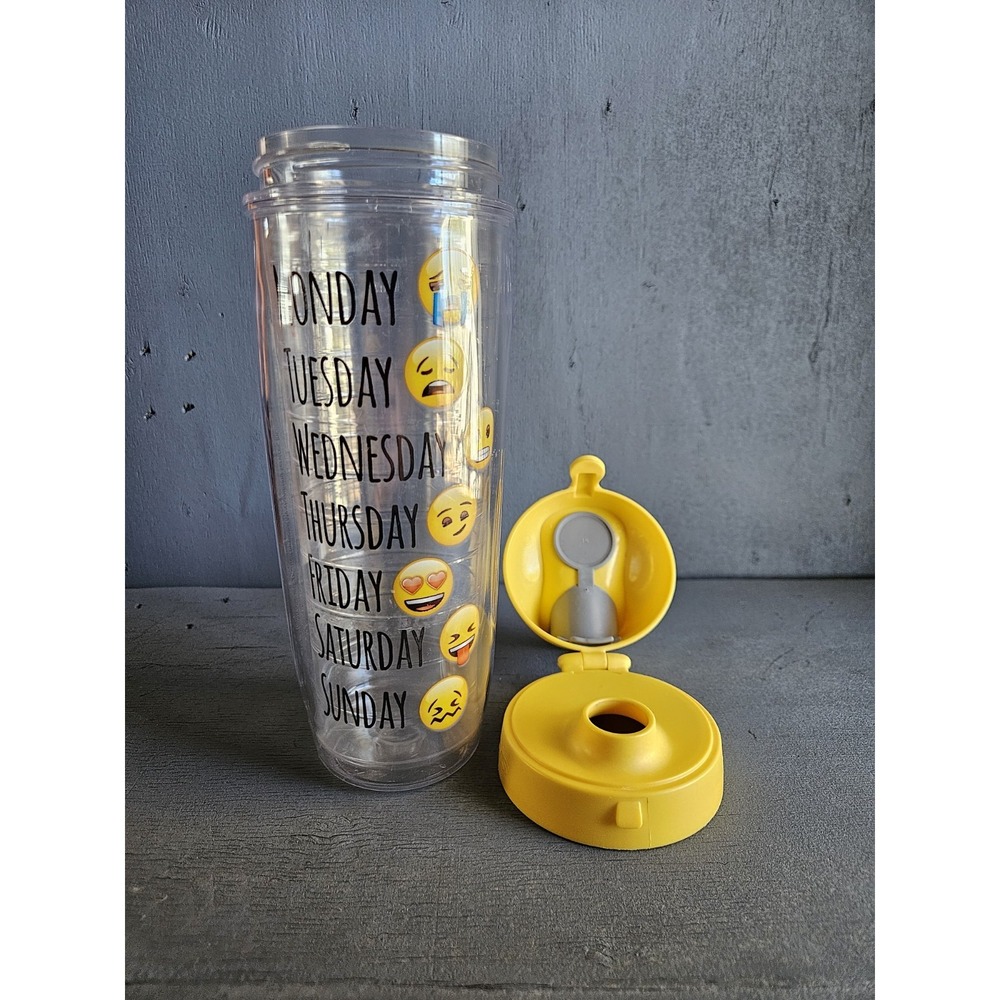 Tervis Emoji Tumbler Yellow Flip Top Lid Spill Resistant Insulated Cup Gift